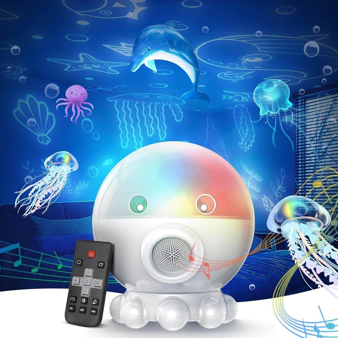 2025新款章鱼星空灯创意毕业季礼品遥控水母音乐灯360度旋转投影