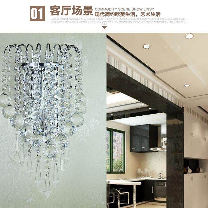 床头水晶壁灯双头创意简约现代镜前卧室壁灯客厅过道走廊灯具中山