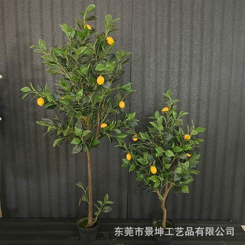 仿真柠檬树盆栽北欧风格pu人造柠檬树装扮带果实室内摆件落地造景