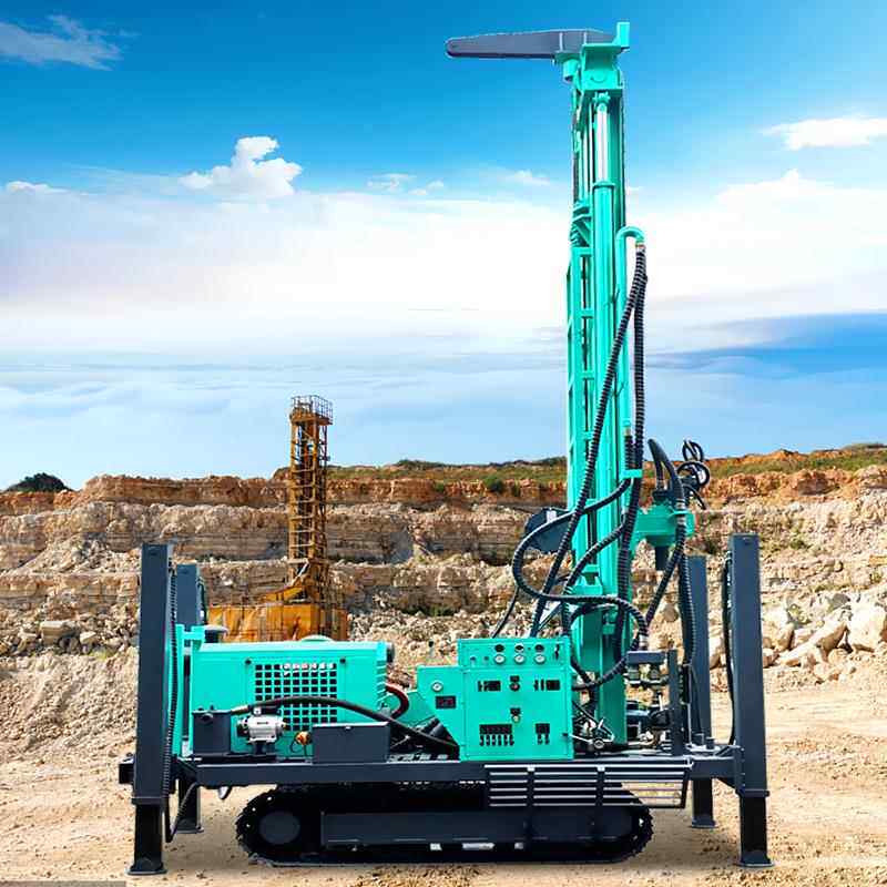 履带式气动水井钻机大口径深水井钻探机岩石钻孔机全液压打井设备