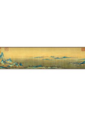 千里江山图客厅装饰画新中式办公室背景墙挂画茶室山水高清图国画