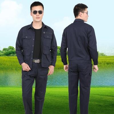 高档薄款劳服套装纯保棉夏口季男耐磨工装华神户外工衣多袋蓝色作