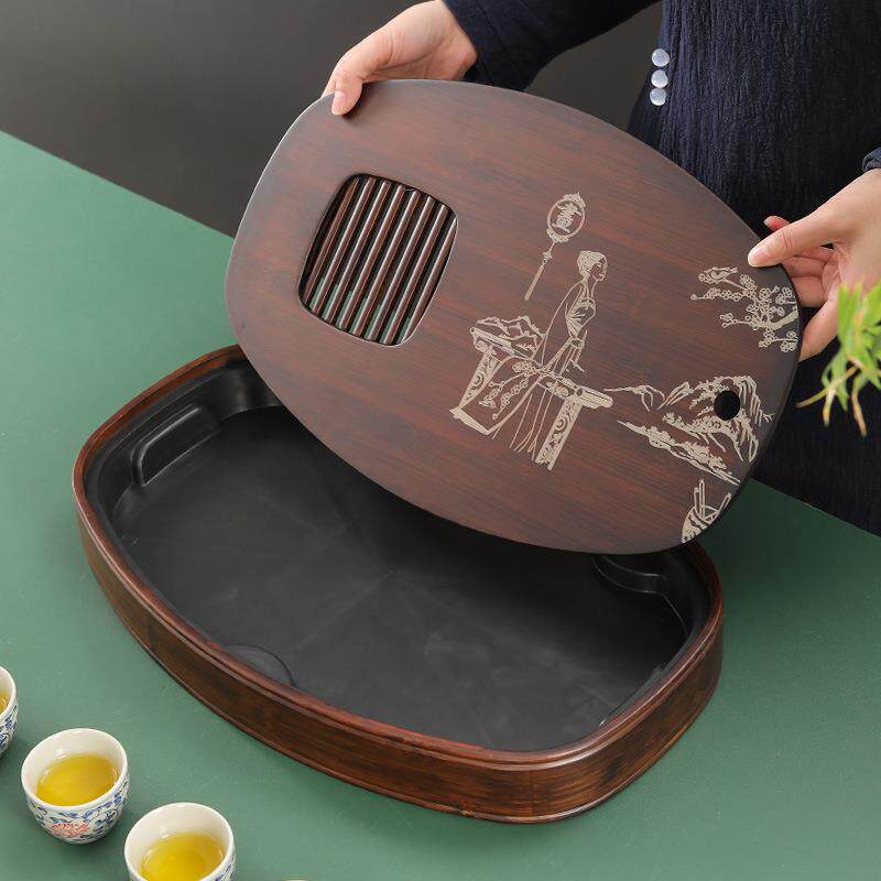 德化大笔来财盛水竹制茶盘简约茶盘中式现代家用储水式竹制茶座
