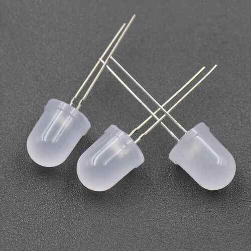 F10/10mm圆头雾状直插灯珠暖白光红绿黄光白光LED发光二极管