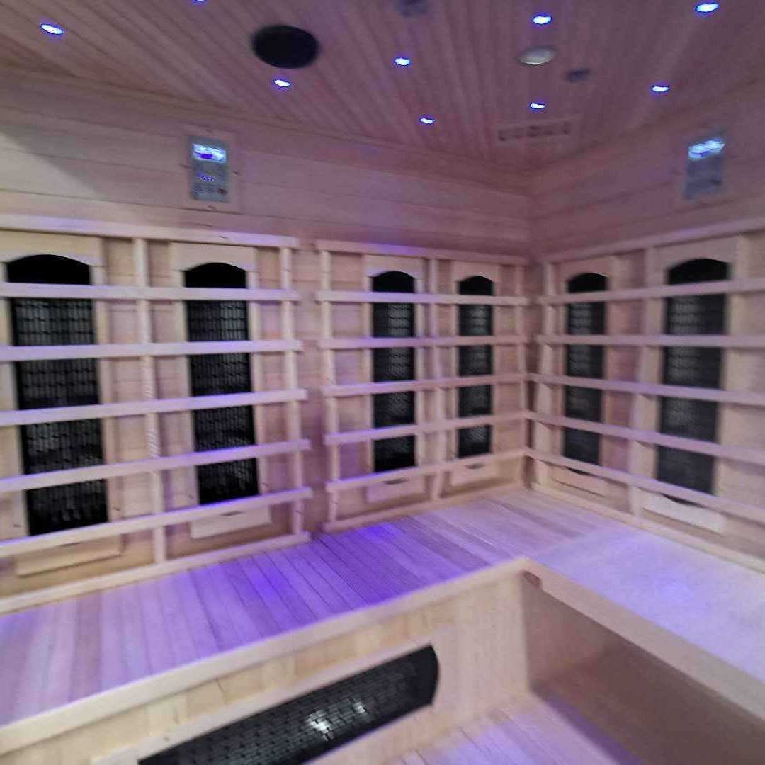 热卖4-6人木制室内转角桑拿蒸汽和红外组合桑拿房