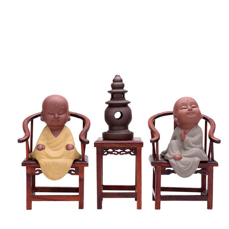 中式禅意小和尚陶瓷工艺品摆件客厅创意茶摆设书房小沙弥茶桌装饰