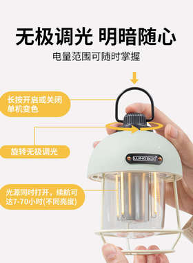 Luingbox露营盒子户外灯超长续航氛围灯野营帐篷灯led复古照明灯
