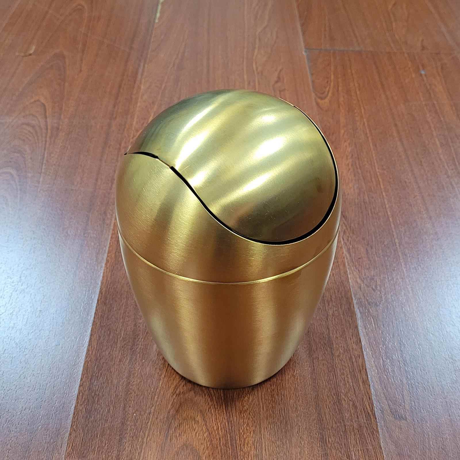 新款304锈A249-新钢垃圾式桶小型彩色蛋形摇盖室桌面迷你不办公纸