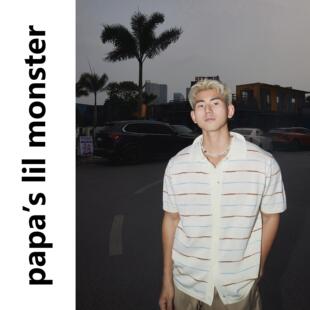 条纹痞帅 美式复古休闲宽松条纹针织短袖衬衫男 夏季慵懒风上衣潮