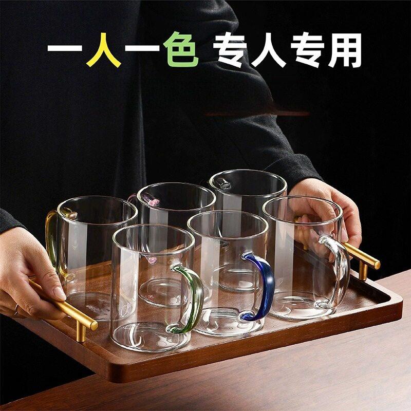 跨境安全包装硼硅玻璃杯家用带把咖啡彩把水杯公室杯女水杯