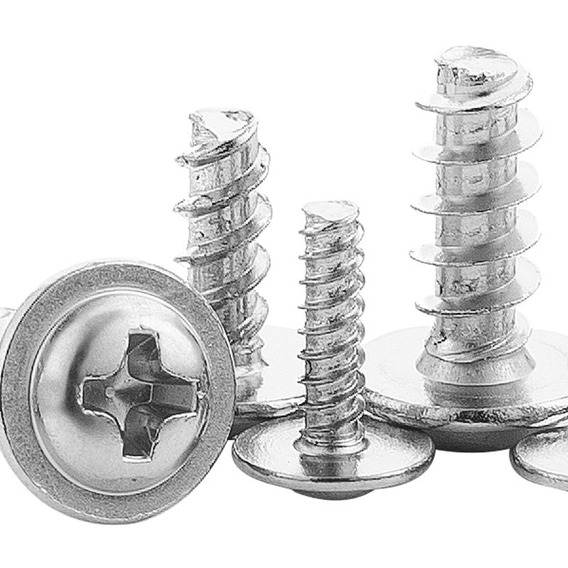 WB圆镀镍十字头带2垫片平尾自攻螺丝盘头带介子螺钉MP2/M.6/M3/HQ