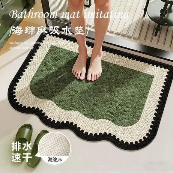 中古浴室地垫防滑脚垫家用洗手台防摔化妆室门口专用仿亚麻吸水凉