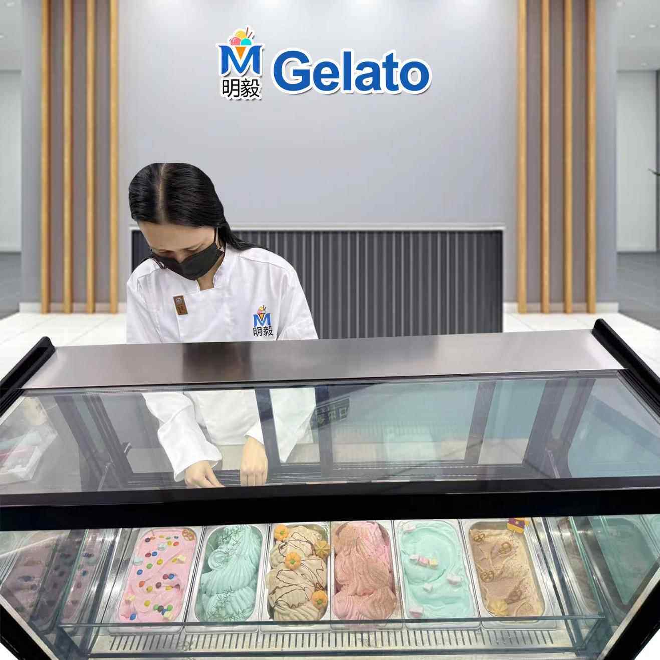 65114盘示透明Gelato冰淇展示柜商用凌自动除霜冰激展柜冷藏淋保