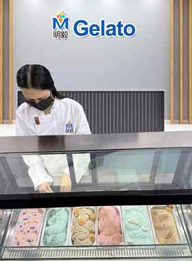 65114盘示透明Gelato冰淇展示柜商用凌自动除霜冰激展柜冷藏淋保