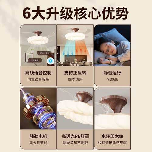 法式中古风扇灯餐厅灯卧室主卧房间奶油风2025新款儿童风扇灯412L