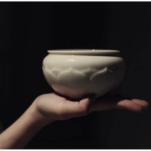 |亦宋书院|《定窑白》莲花建水 茶盂壶承 茶具陶瓷