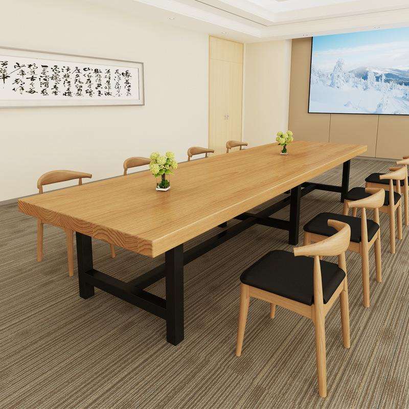 实木办公桌长条桌书桌长方形培训会议桌长桌会客洽谈桌椅组合加厚