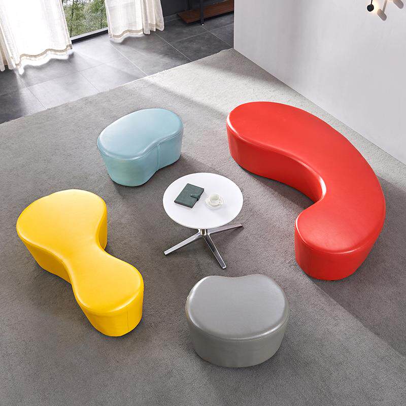 简约办公室异形皮艺沙发个性创意休息区会客茶几组合现代休闲套装