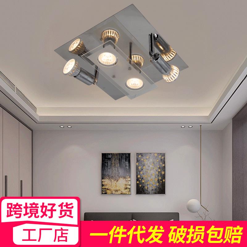 跨境客厅酒店灯饰 四头方形家用现代简约卧室灯具led吸顶射灯明装