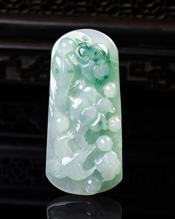 缅甸天然真品翡翠冰蓝满色飘绿花高档闪拍鸟语花香玉石吊坠30.92g