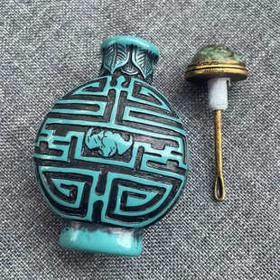 复古鼻烟壶带勺手把件古董老货鼻烟具配饰用品鼻壶装饰工艺品摆件