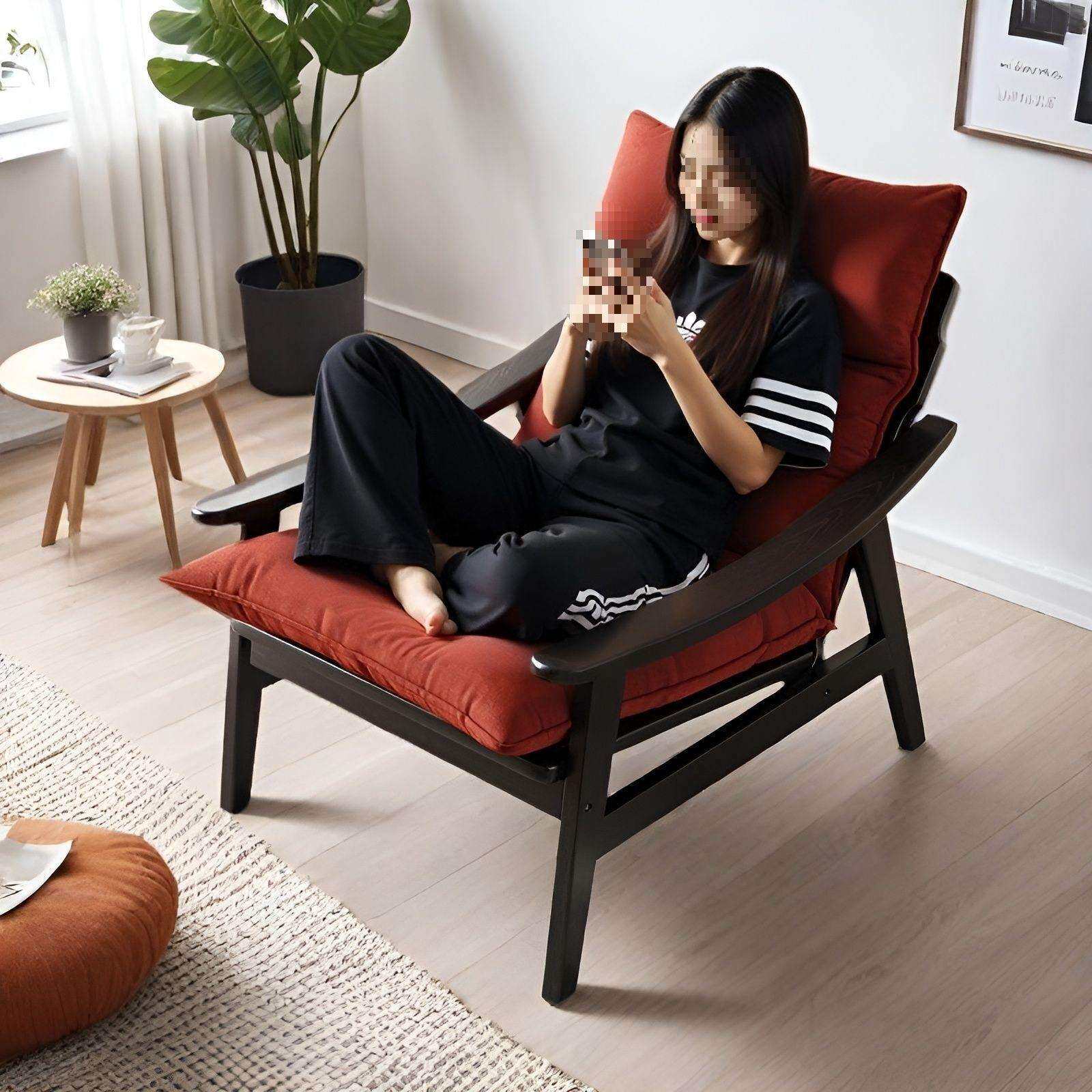 椅实木沙发椅家用客厅休闲懒人椅复古新款单人椅阳台懒人沙发2026