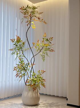 海虹景品彩色南天竹彷真绿色植物室内客厅阳台假树大型落地花盆栽