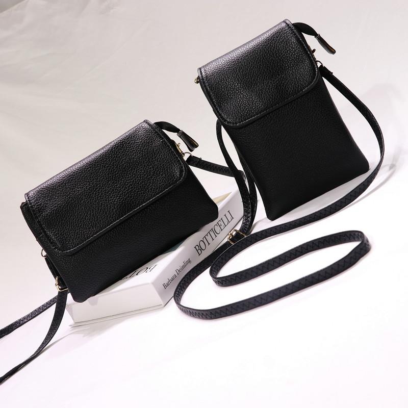 百搭纯色手机包女包斜挎新款潮韩版时尚小包包迷你软皮手机袋