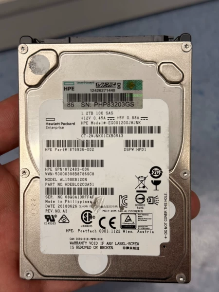 HPE 1.2TB 10K SAS 2.5-inch G10 Server HDD