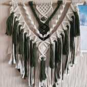 绳挂毯壁挂米亚手工棉编织波西饰墙双色编织挂毯