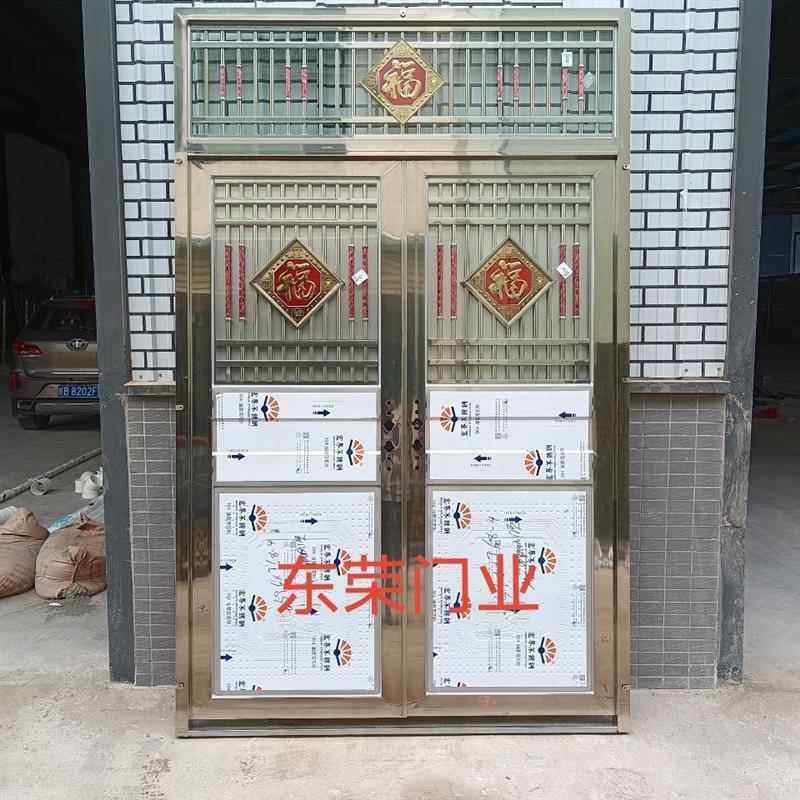 进户门 豪华不锈钢单门 家用大门 66304不锈钢单门双扇不锈钢门