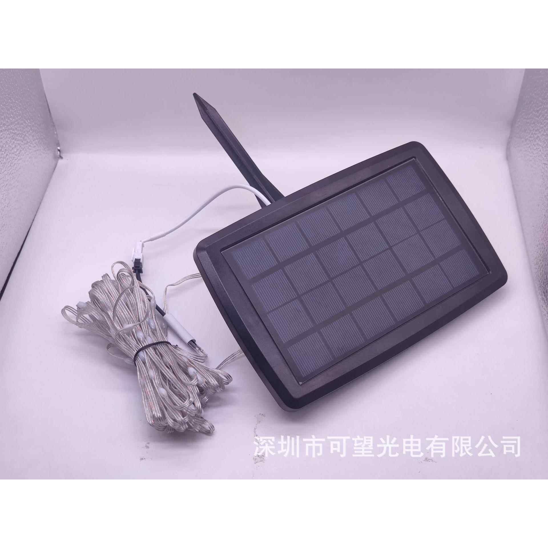 跨境皮线幻彩灯串铜线防水10灯户外庭院灯圣诞装饰太阳能led灯串