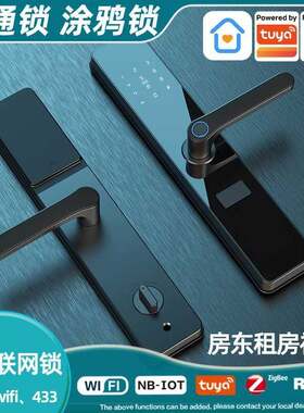 通通锁房东公寓锁指纹锁家用防盗门智能门锁涂鸦门锁智能 家居联