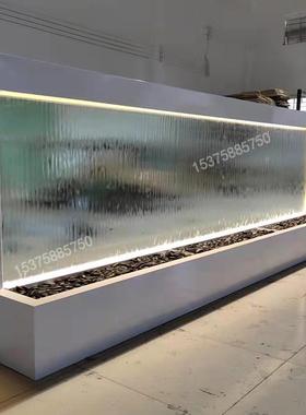 玻璃流水墙入户隔断水幕喷泉灯光室内玄关庭院装饰造景水幕墙屏风