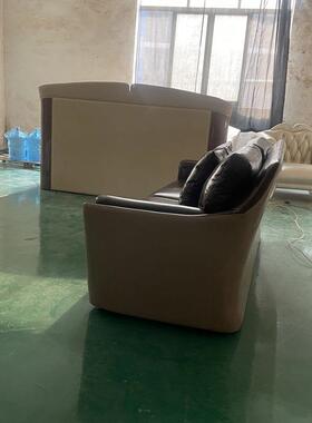 油蜡皮发小公寓客户厅三型人位现代简约沙美68888式复古pu皮长方