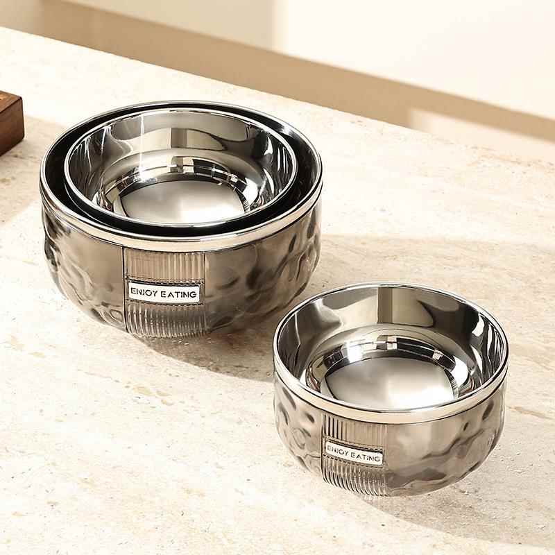 烫WANG韩式碗316L不锈钢双防米饭碗家4用.5寸5层寸6寸儿童小碗餐