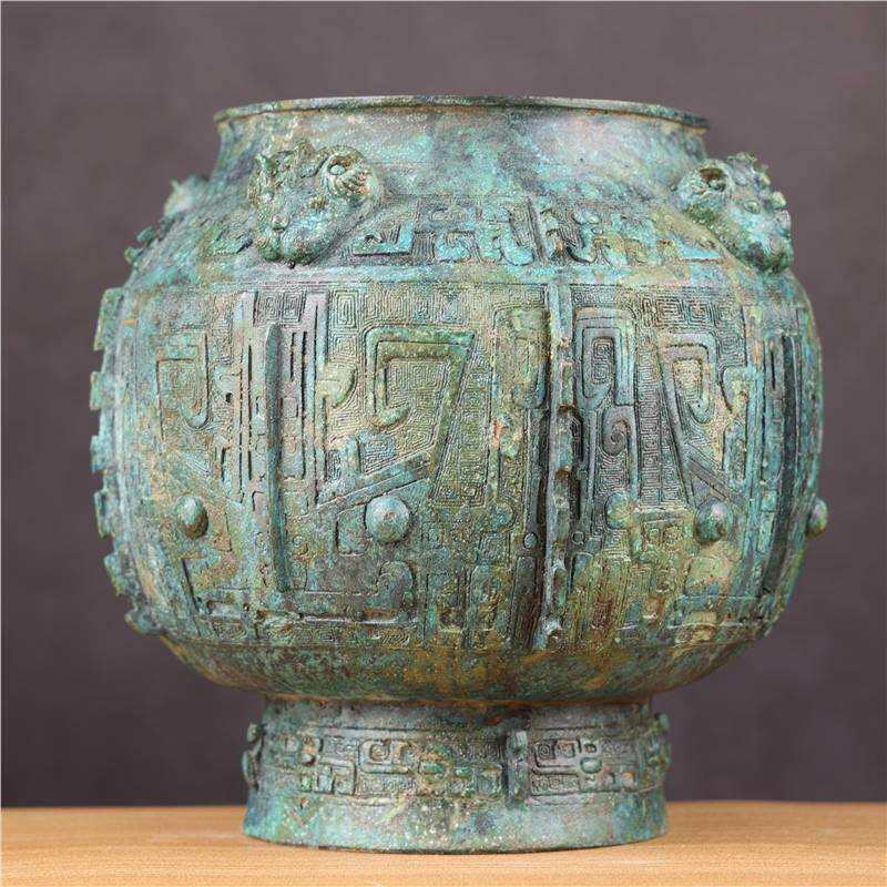 四羊首瓿商古青铜器摆件青铜瓿古代盛酒器酒厂博物馆收藏工艺品