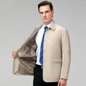 高级感秋百搭外 冬中老商务闲上休衣经典 纯棉翻领夹896 F克年男士