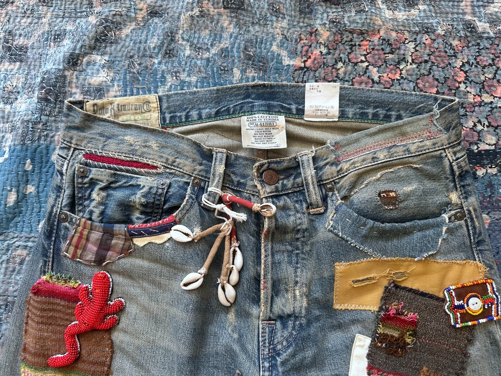 Polo Ralph Lauren Patchwork Distressed Jeans — detail