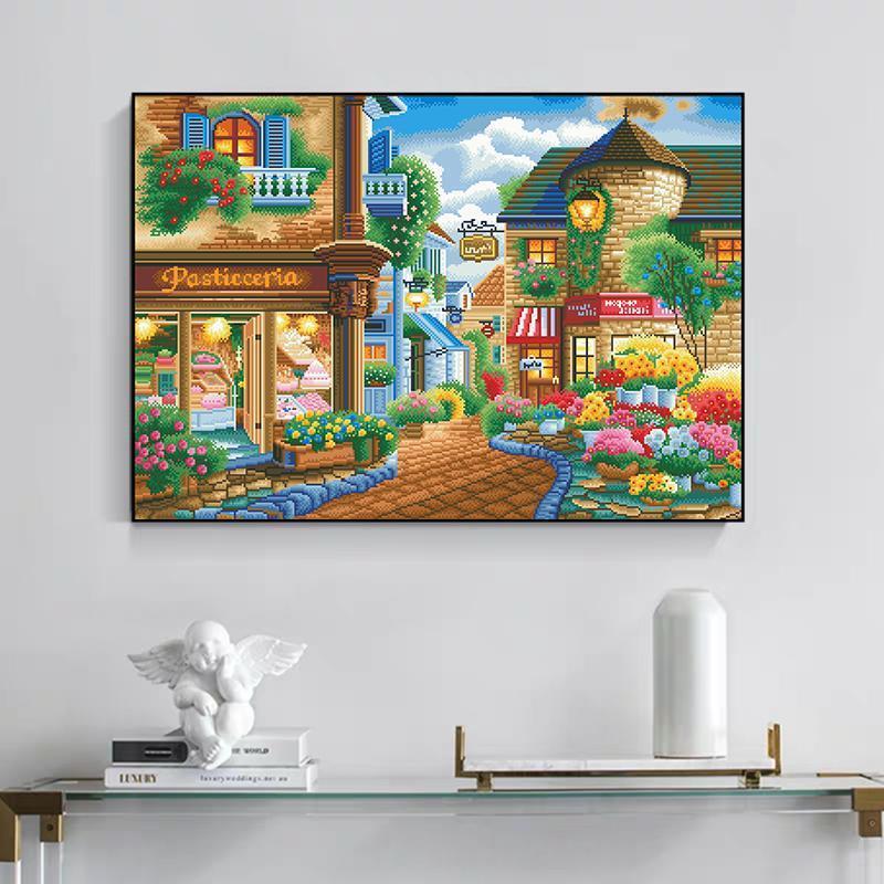 百花巷十字绣2024新款线绣客厅简约现代大幅风景画满绣自己绣手工