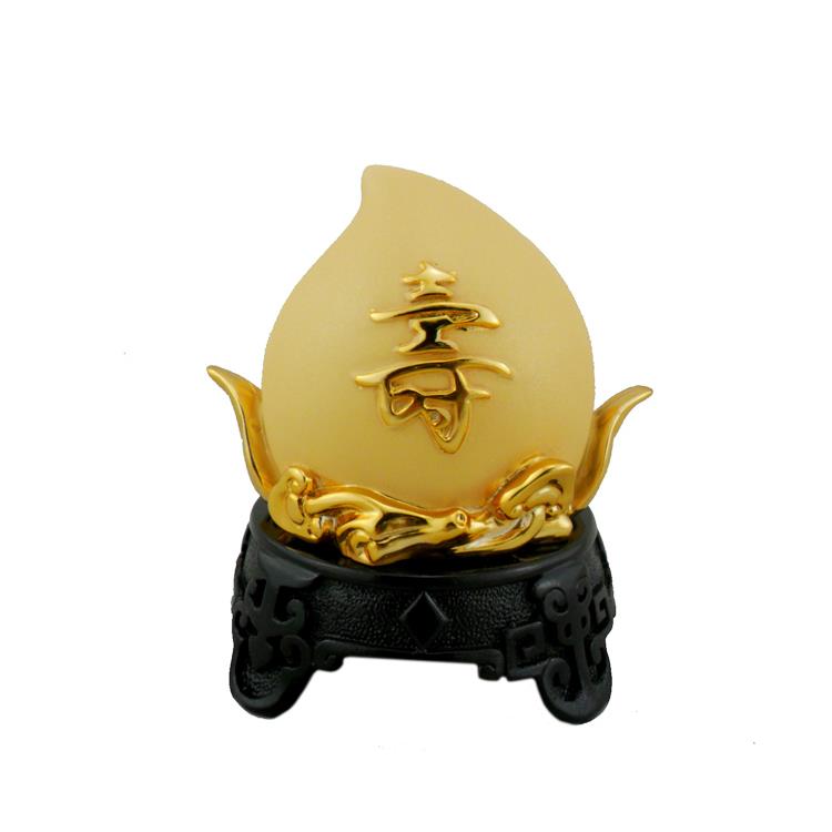 高档寿桃摆工件品送老人艺长辈寿生日礼物品彷陶瓷彷绒沙金寿祝桃