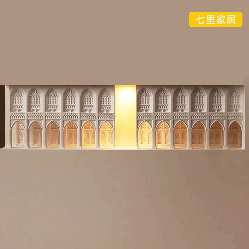 新中式石膏壁灯古道长廊嵌入式楼梯间入户灯走廊过道客栈感应夜灯