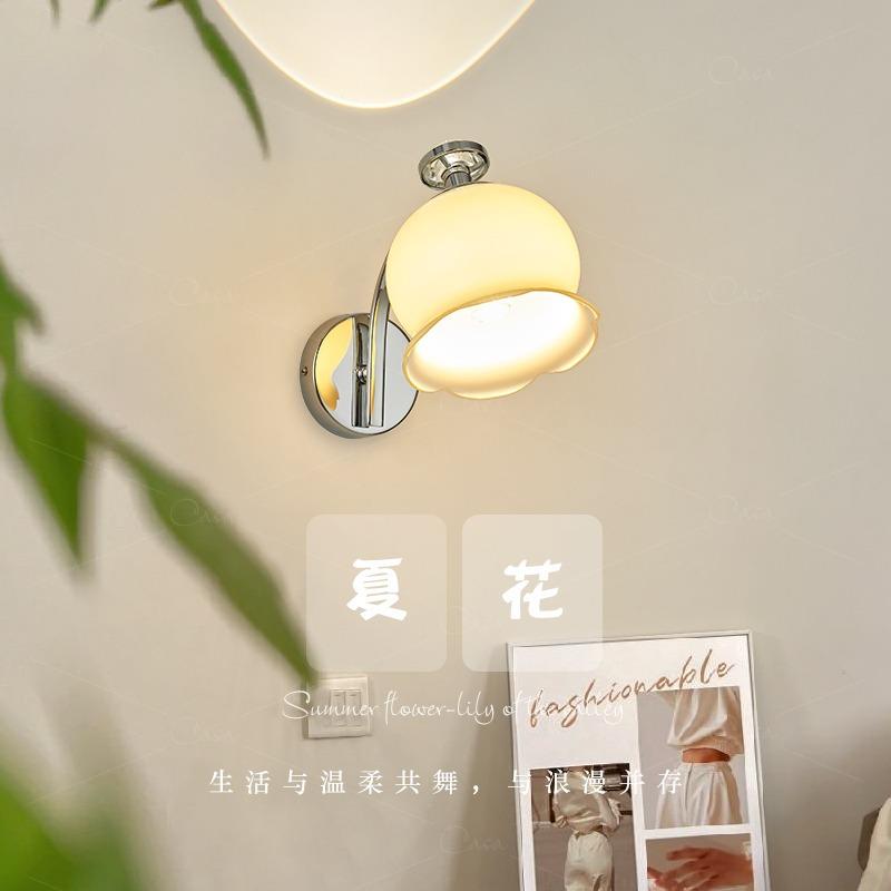 法式餐厅铃兰花朵壁灯现代简约卧室客厅过道墙壁灯卡萨氛围灯具