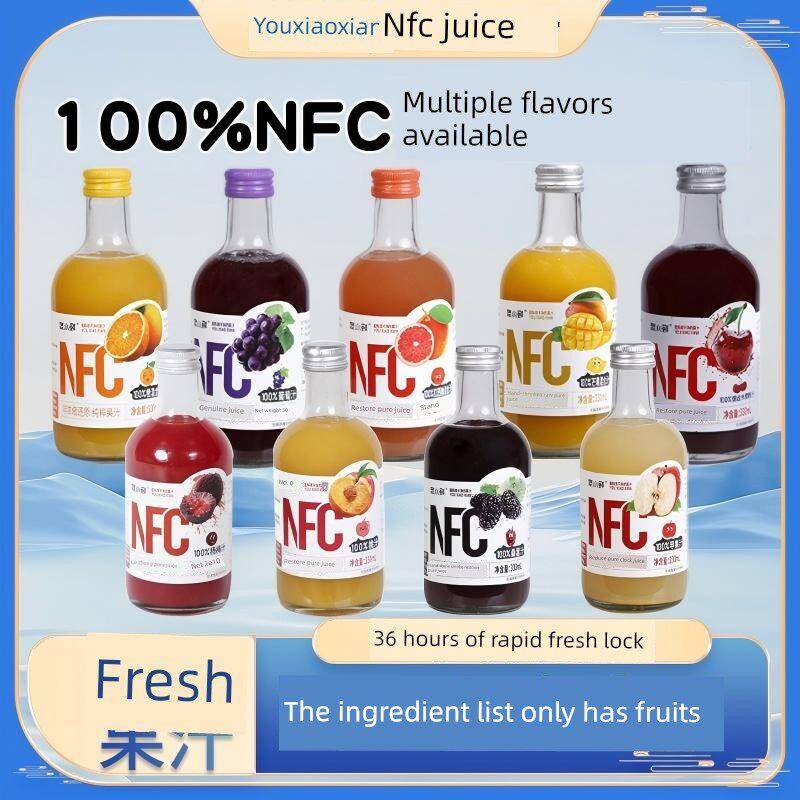 悠小鲜NFC樱桃汁杨梅葡萄西柚苹果非浓缩果汁饮料饮品玻璃瓶330ml图片