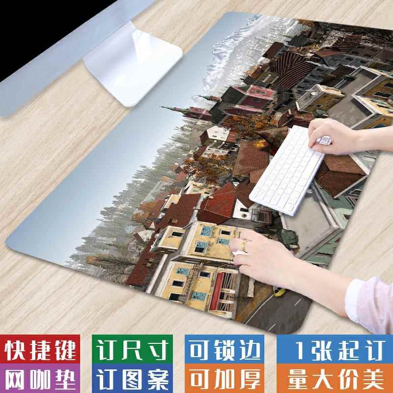 超大号绝地求生游戏鼠标垫覆古卡通家用桌垫氛围感城市风景键盘垫