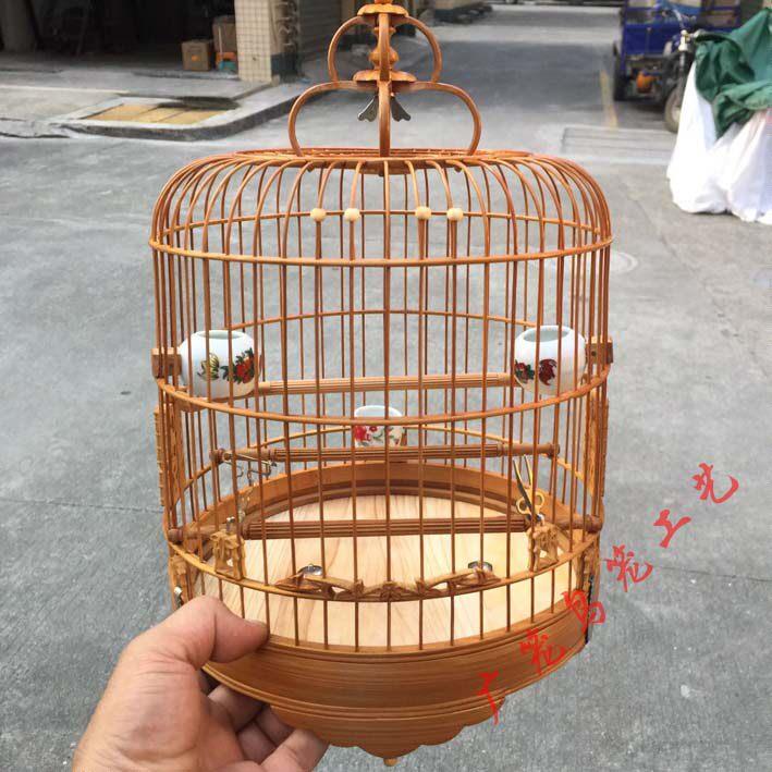 清远广式雕花竹节小笼子芙蓉金青鸟笼竹笼竹笼绣眼笼配件广笼波笼