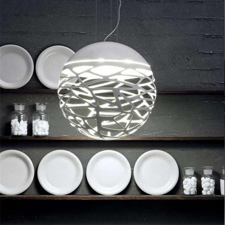 现代简约镂空铁艺吊灯餐381球客厅吧台酒吧展厅厅楼道灯具圆工程
