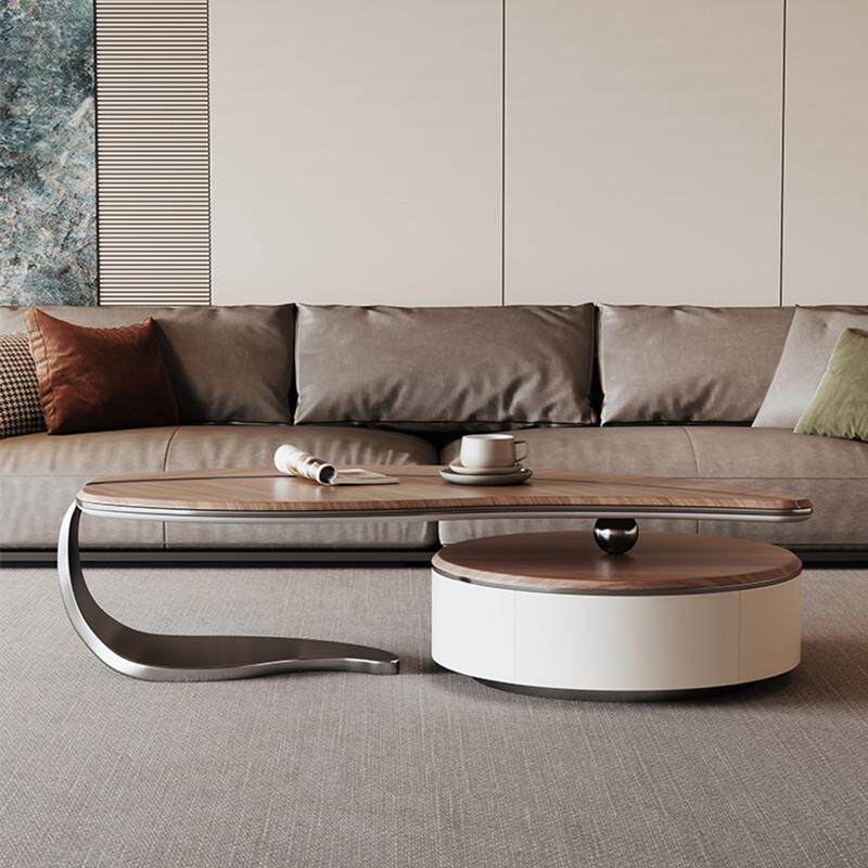 中古风实木胡桃木色树叶茶几现代简约设计师创意茶几电视柜组合