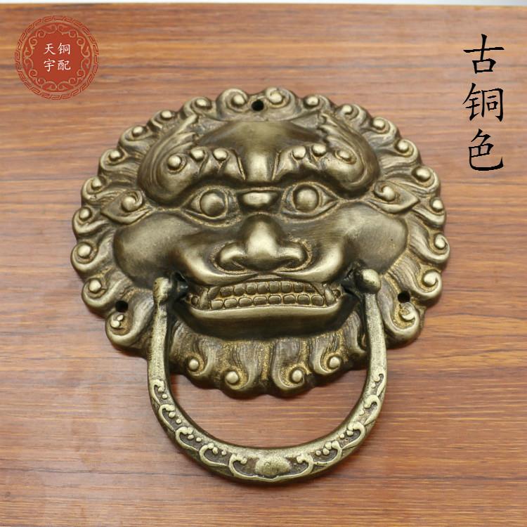 式古典仿古铜狮子YFR头大门环拉手兽头虎门把中手大头拉手