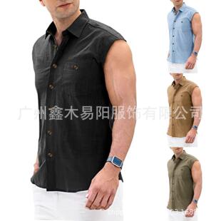 lapel 翻领背心衬衫 vest 无袖 shirt Sleeveless